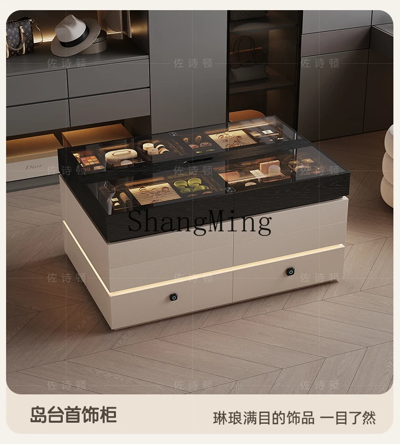 

HJ bedroom bedside chest light luxury high-end countertop glass display floor-to-ceiling small bedside cabinet