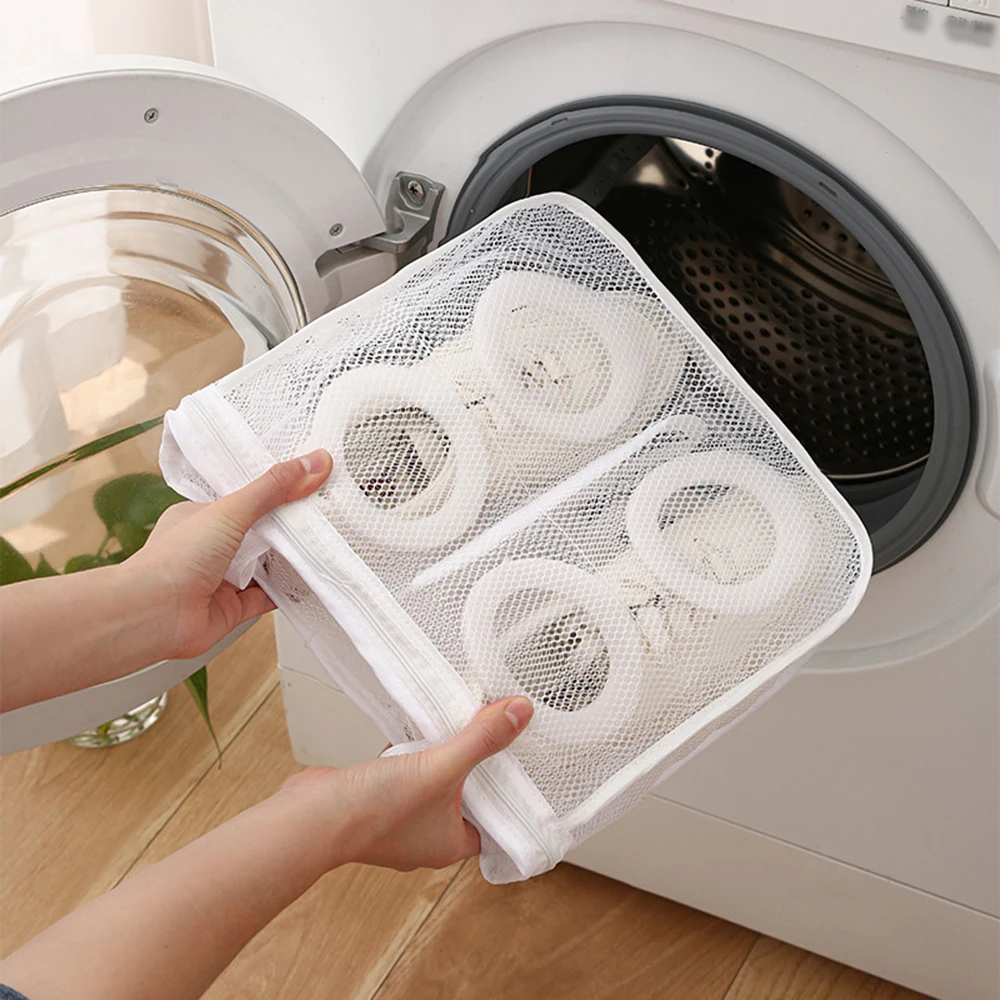 

Сетчатая сумка для белья для деликатесов, защитная сумка для стирки бюстгальтеров, носков, нижнего белья, обуви, прочная белая сетка-органайзер для машины