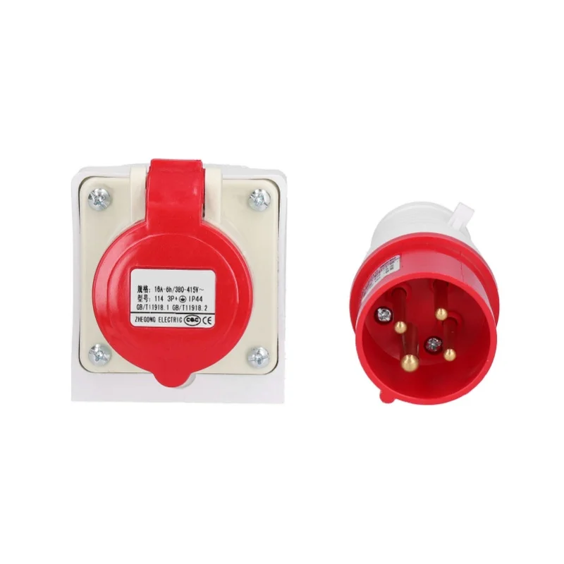 موصل قابس صناعي 3 المرحلة 4 دبوس مقاوم للماء سطح جبل مجموعة مقابس 380V415V 16A 3P + E #1