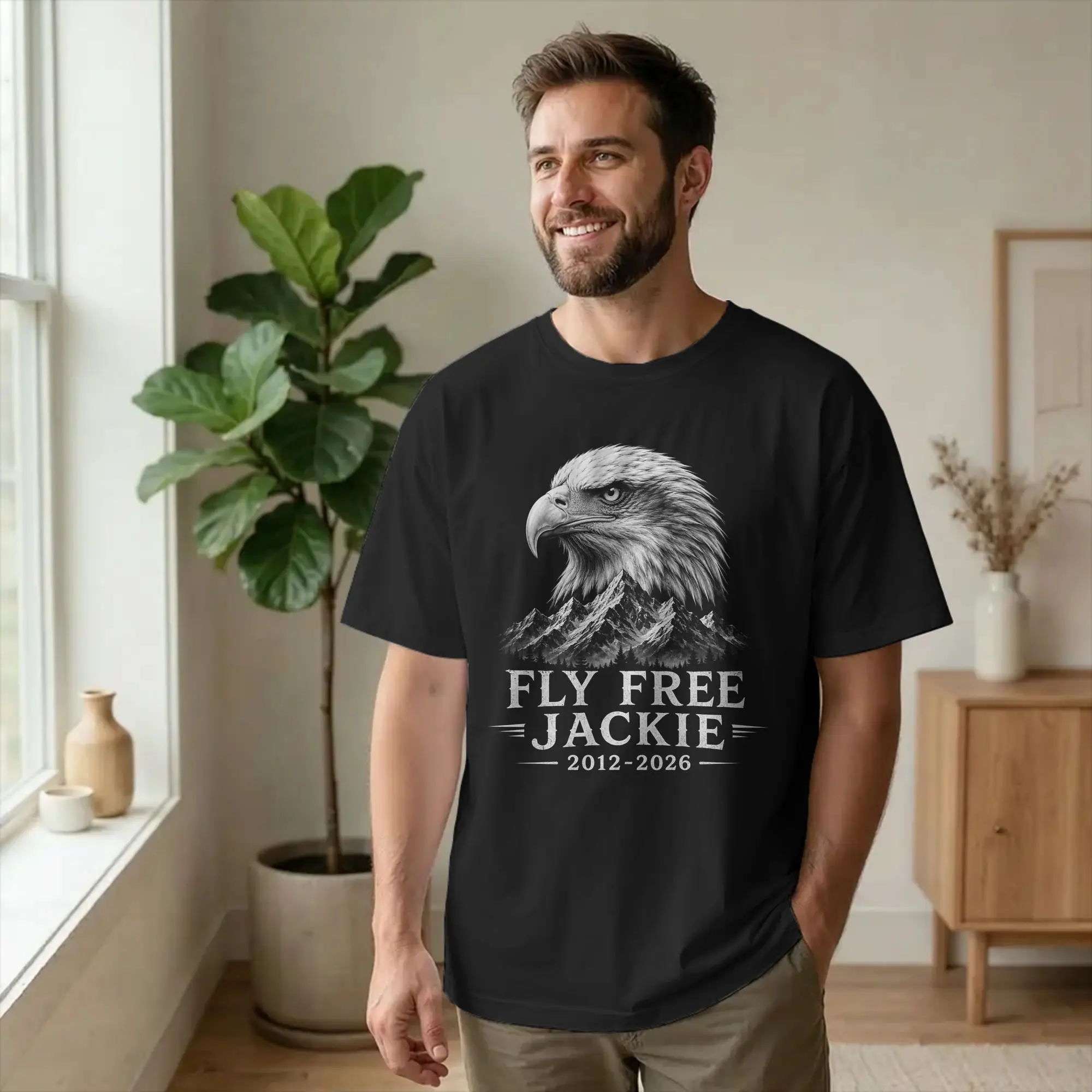 Jackie The Big Bear Eagle gift for Birder T Shirts for Men Women Cotton Funny T-Shirts Crewneck  Tees Short Sleeve Clothing