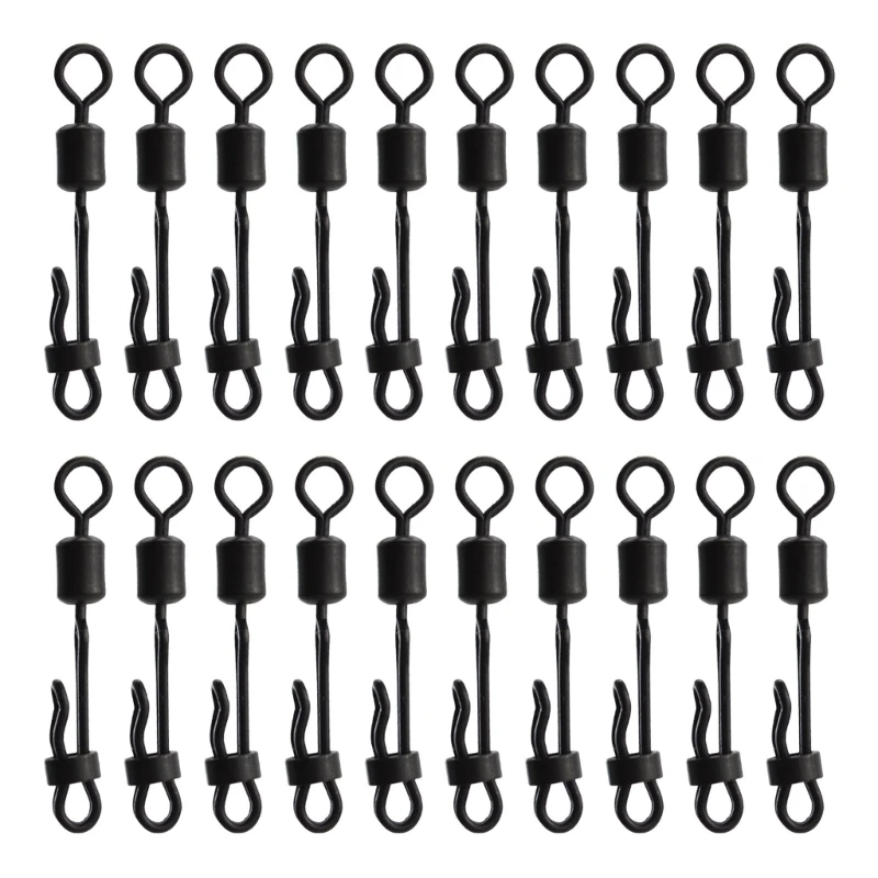 

20Pcs Quickly Change Swivels with Clam Lock Clip Rolling Rings Connector Terminals Tackle Carp Fishing Accessories Enduring