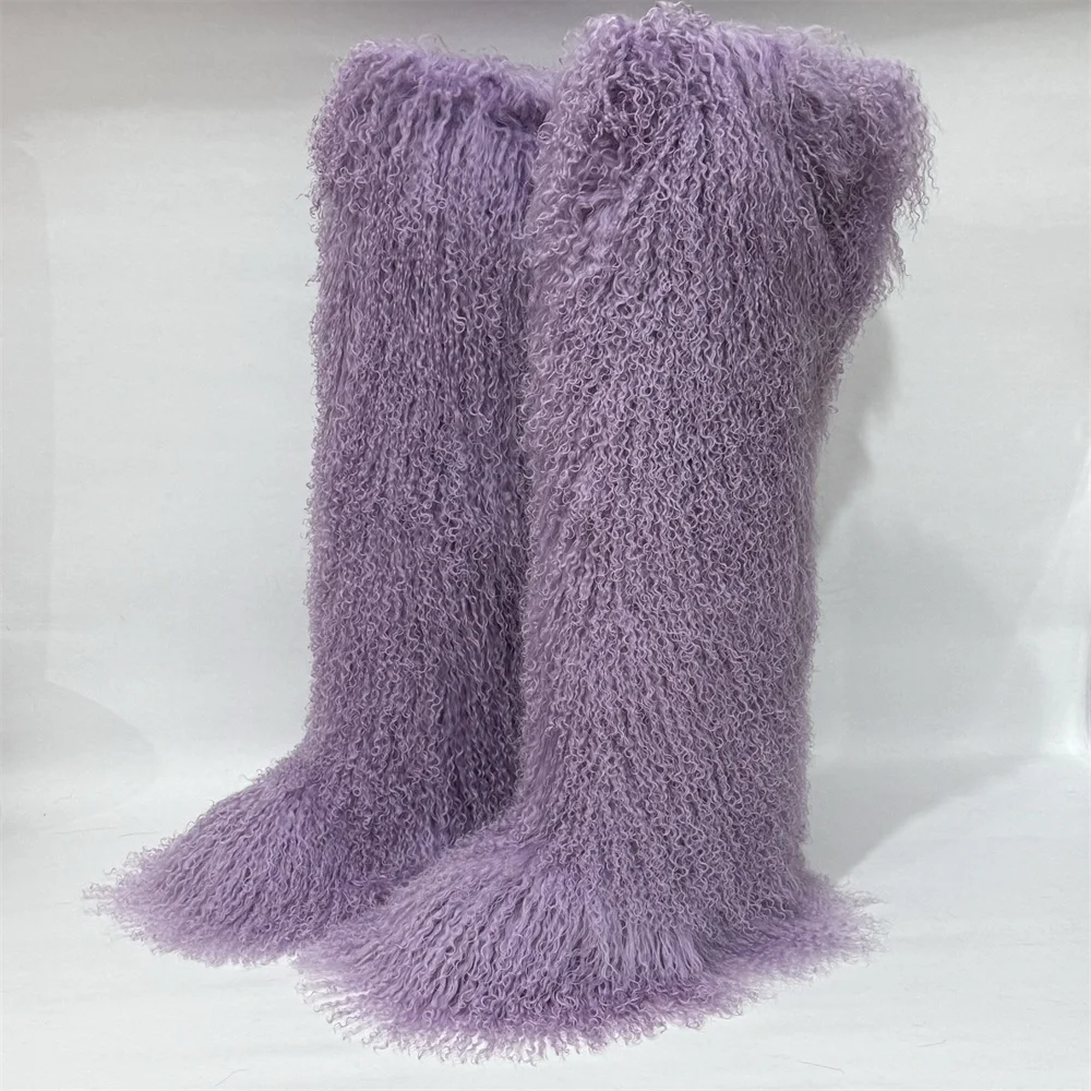 72cm Women's Thigh High Mongolian Fur Snow Boots Winter New Sheep Fur Snow Boots Women's Boots Leg Warm Boots Non-Slip Soles view 5