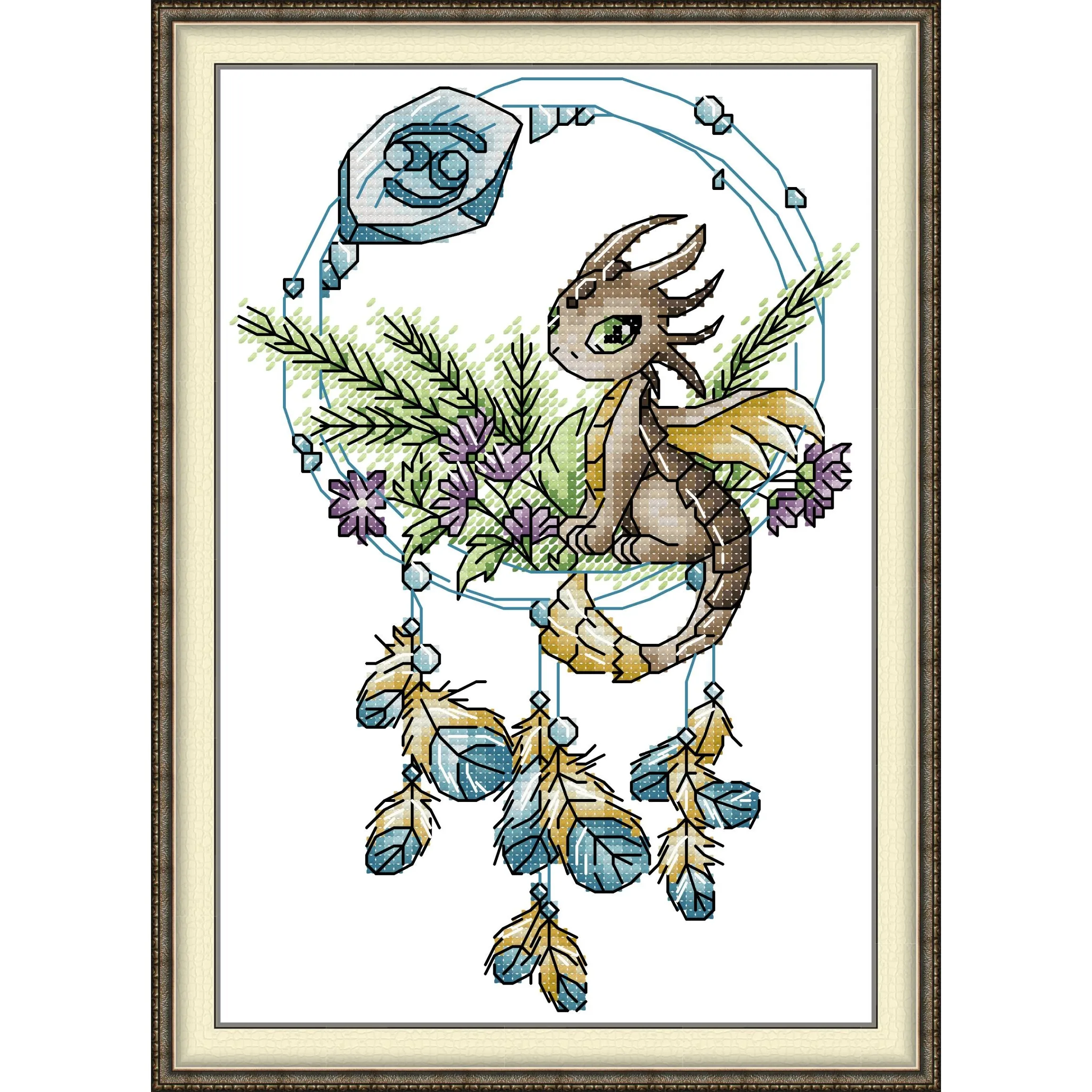 News Pre-Printed Cross Stitch Kit, Stamped Aida Fabric With DMC Threads, Embroidery Kit, Easy To Follow - Dragon Cancer