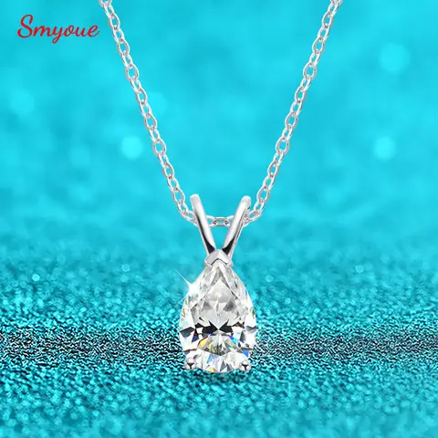 Smyoue 18k 도금 배 컷 1.5CT Moissanite 다이아몬드 목걸이 여성을위한 6*9mm 펜던트 100% 925 스털링 실버 주얼리 도매 Best5