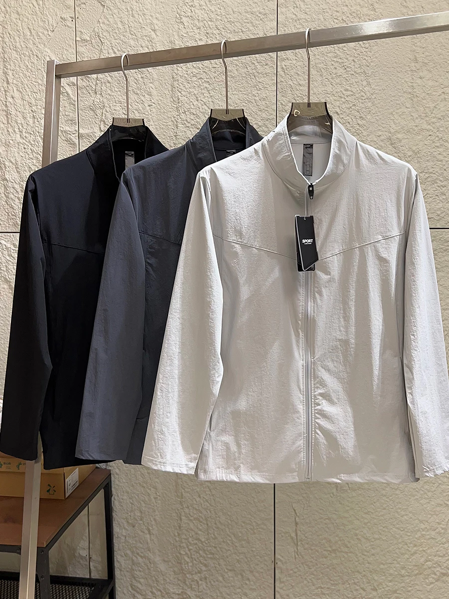 

Outdoor Men's Casual 3D Tailored Pure Color Stand Collar Jacket Breathable Elastic Waterproof Nylon Polyester Zipper Closure ...