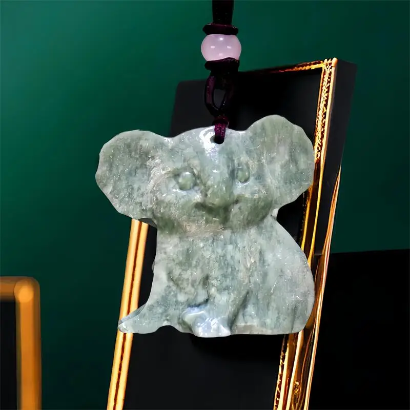 Natural Real Jade Koala Pendant Necklace Gift Talismans Chinese Vintage Charm Gemstones Luxury Stone Carved Jewelry Fashion