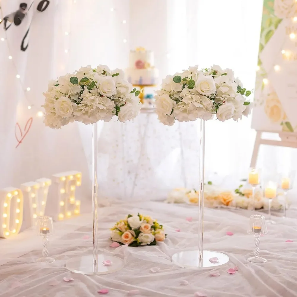 

10 Pcs 15.7inch Diameter White Fake Flowers Roses Balls - Artificial Rose Arrangements for Wedding Centerpiece Table Decorations