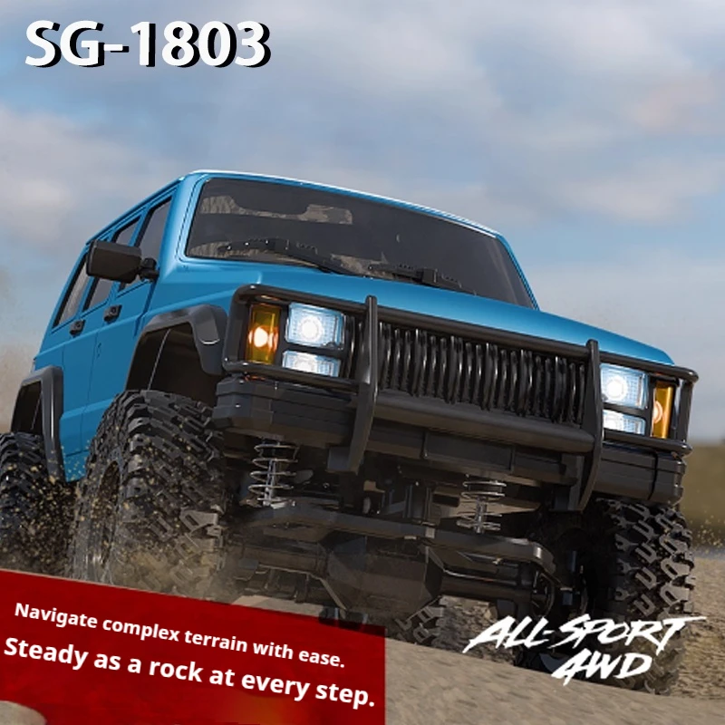 

New 1:18 Scale Remote Control Off-Road Climbing Car Linked Headlights Full Proportion 2.4G 4WD Motor Pickup Model Toys Gift