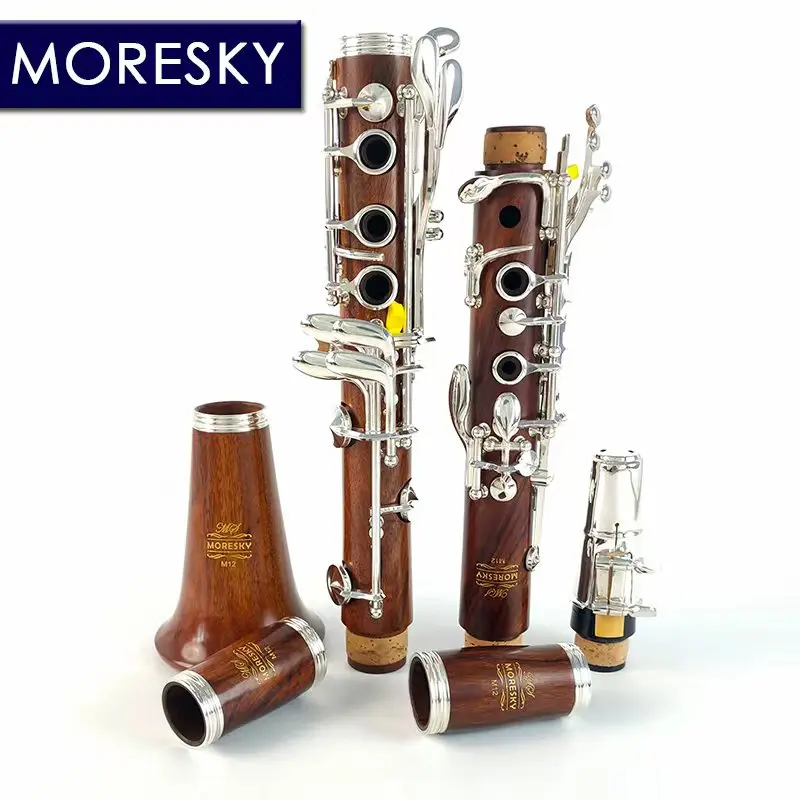 مورسكي الخشب الأحمر المهنية الكلارينيت Bb خشب الورد الكلارينيت مفاتيح فضية الخشب الصلب Sib Klarnet M12 #2