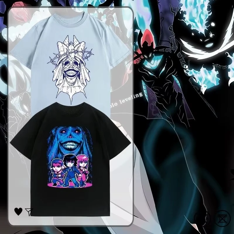 Camiseta de algodón de manga corta periférica de animación de nivelación individual, ropa superior versátil holgada de verano bidimensional