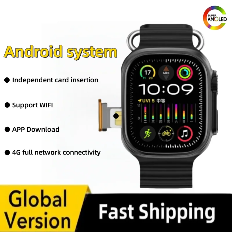 

«Android Smartwatch WS10 Ultra 4G Сетевая SIM-карта 2,2 дюйма Amoled GPS WIFI Global Call Смарт-часы для мужчин Ultra 5G»