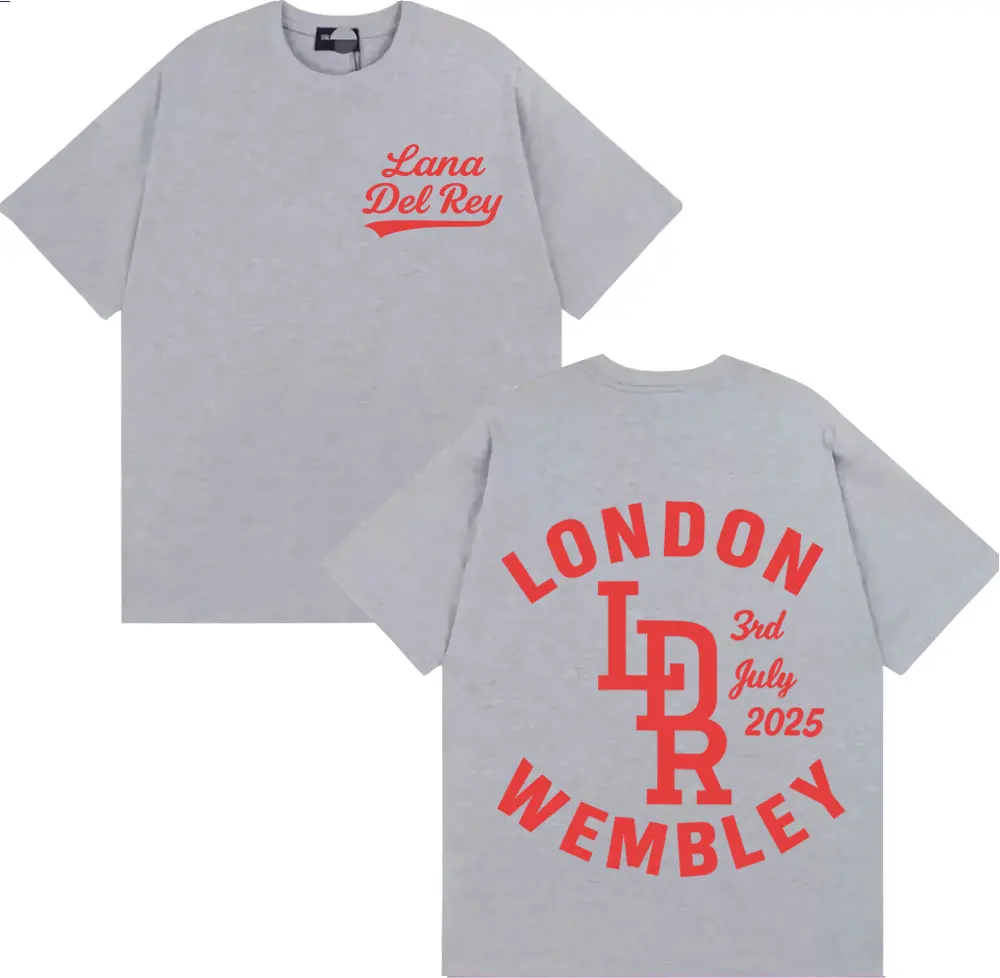 لانا ديل ري لندن ويمبلي 3rd يوليو 2025 جولة الرسومات تي شيرت الرجال النساء المتضخم تي شيرتات على الموضة الراحة تي شيرت الشارع الشهير #3