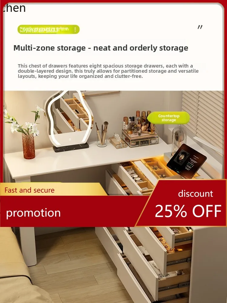ZML Dresser and Vanity Combo Bedroom Storage Modern Simple Makeup Table