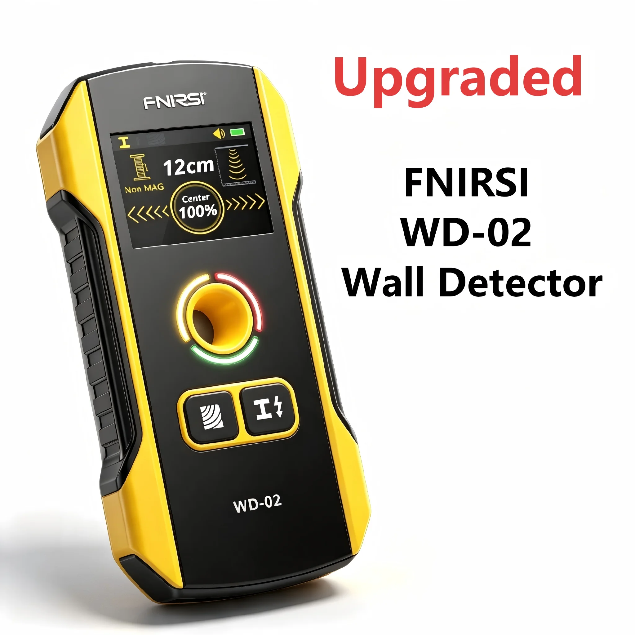 Upgraded FNIRSI WD-02 Wall Detector Scanner Stud Finder Wood Metal AC Wire Depth Indicator Tool for Accurate Safe Drilling Work