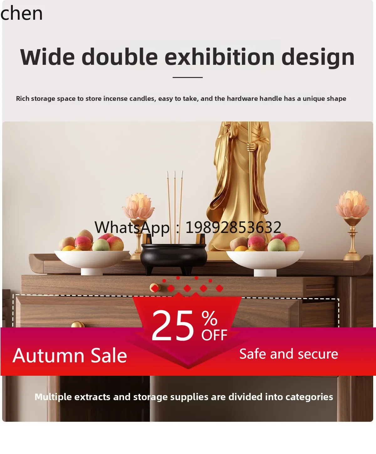 

Solid Wood Offering Table Household Buddha Platform Bodhisattva God of Wealth Land Ancestor Offering Table room decoration