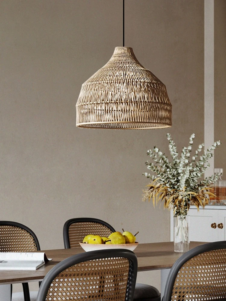 Simple Creative Rattan pendant Light For Dining Table Bar  New Retro Chandelier Designer Apartment Villa Art Bedroom Lamp