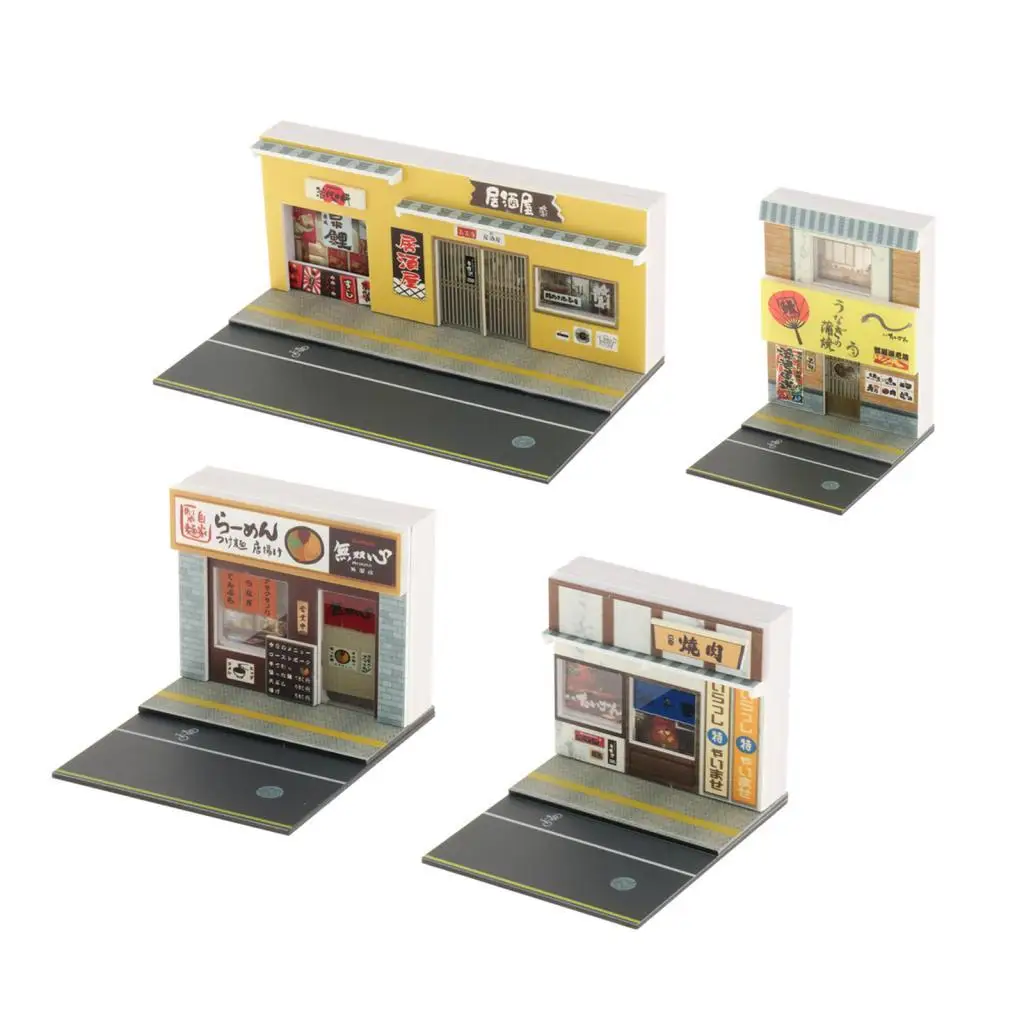 1/64 Landscape Diorama Parking Lot with Light Ornaments, Photo Props, Japanese