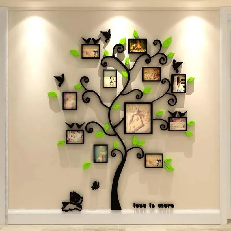 Home Decor Family Memorial Tree 3d Wall Stickers Living Room Wall Decor High Quality Black Branches Colorful Leaves Stickers