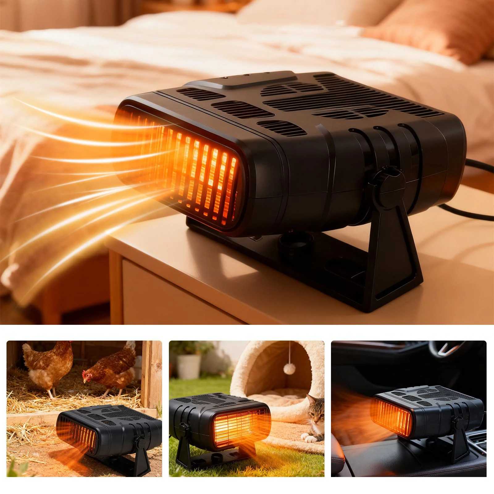 Solar Heater for Greenhouse, Chicken Coop Heater Solar Powered for Winter, Solar Panel Heaters w/Overheating Protection for Pets