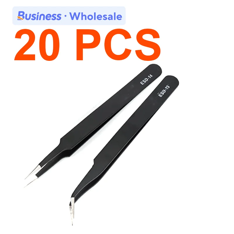 

20 PCS Mobile electronic repair tool tweezers Stainless steel anti-static Used for gripping small parts