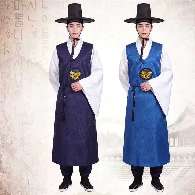 Vintage Hanbok for Men Traditional Korean Clothing Carnival Party Long Robe Travel Wedding Groom Uniforms Court Hanboks for Male