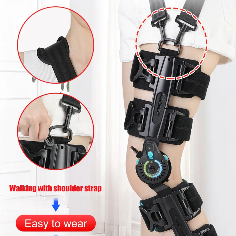 Hinged Knee Brace ROM Knee Immobilizer Leg Braces Orthopedic Patella Knee Immobilizer Brace Support Orthosis