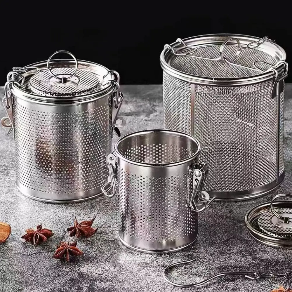 

304 Stainless Steel Stew Seasoning Strainer Fine Mesh Rust-proof Tea Ball Infuser with Chain Hook Corrosion-resistant