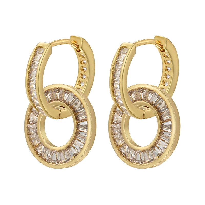 ZHUKOU small hoop earrings Gold color Cubic Zirconia Round hoop earrings  shiny women's earring fashion Jewelry wholesale VE722