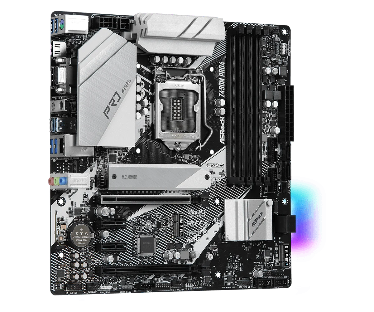 ASRock Z490M Pro4 Motherboard DDR4 LGA 1200 Intel Z490 PCIe 3.0 M.2 128GB support i9-10900 i5-10500 i9-10900 i5-10600 i5-10400