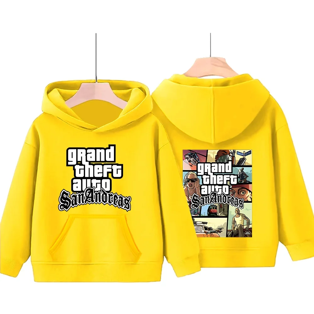 Nowy Grand Theft Auto San Andreas Bluzy z nadrukiem Cool Boy Girl Y2K Bluzy dziecięce Pullover Kreatywny trend Odzież dziecięca Top