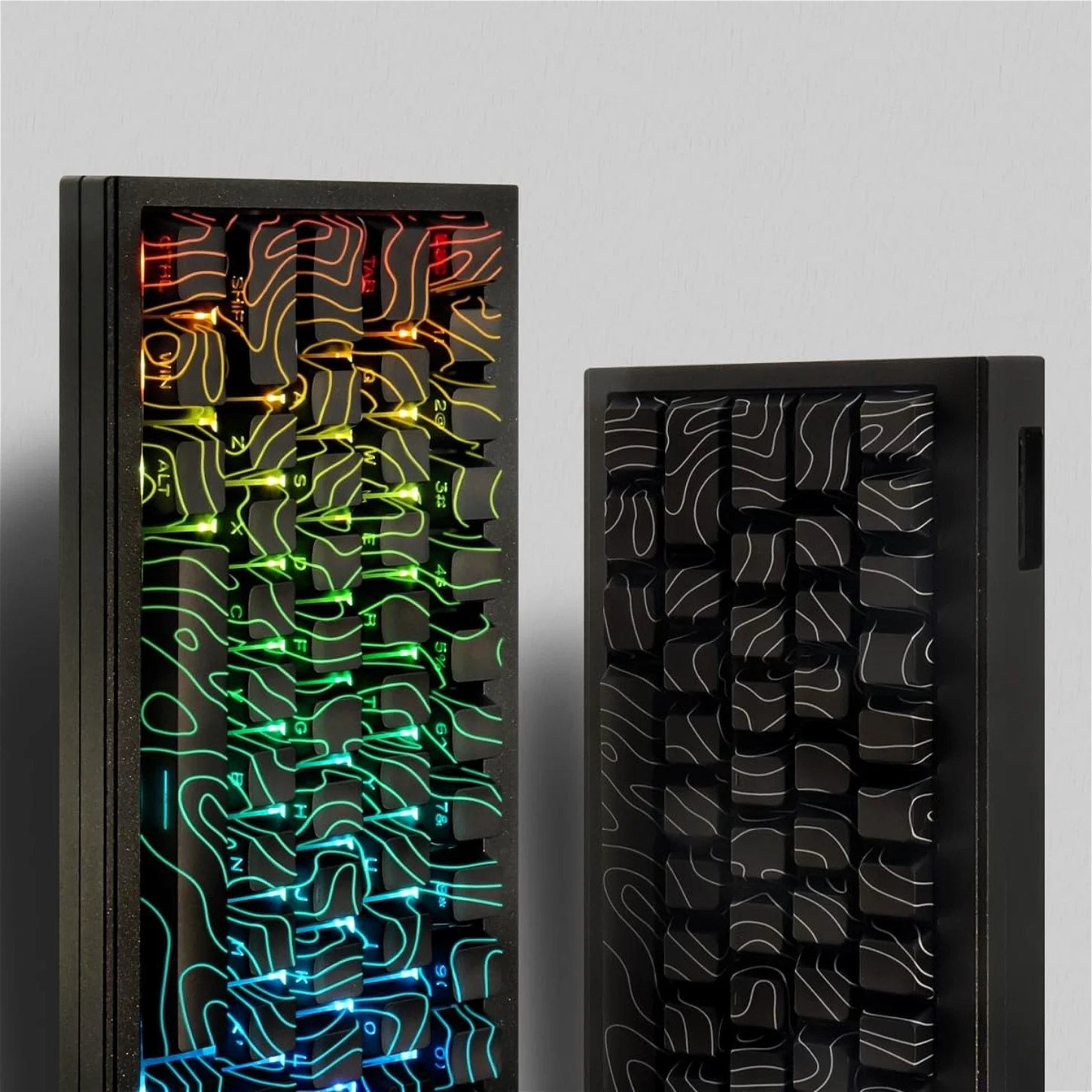 Transparent Lines, Side Carved Cherry Keycap Set PBT 130 Keys, Customized for 60/84/98/108 Mechanical Keyboards