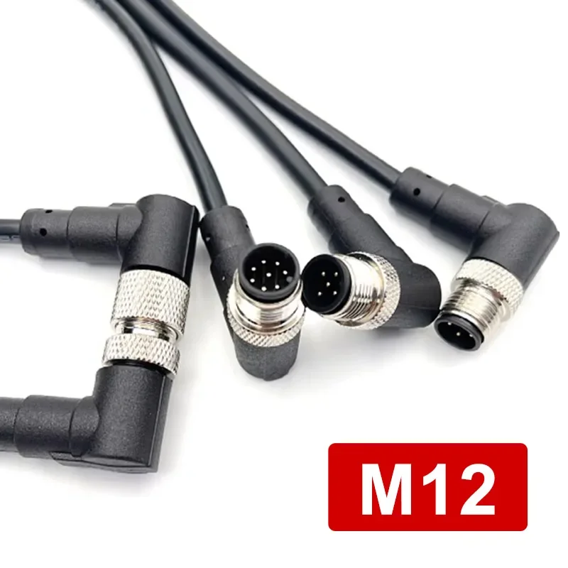 M12 4Pin 5pin 8pin 12pin Male Connector with Wire Female Waterproof Straight Elbow Aviation Plug PVC Sensor Extension Cable 10M