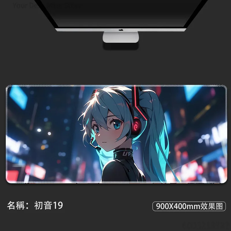 Anime Hatsune Miku Schreibtischunterlage Wasserdicht Rutschfest Großes Gaming-Mauspad