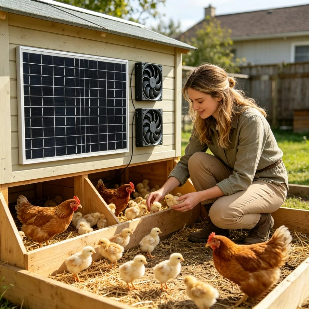 Pet Comfort Improve 10W 15W Solar Exhaust Fan Kit with Dual Fans Weather Resistant Ventilation Cooling for Greenhouse Chicken