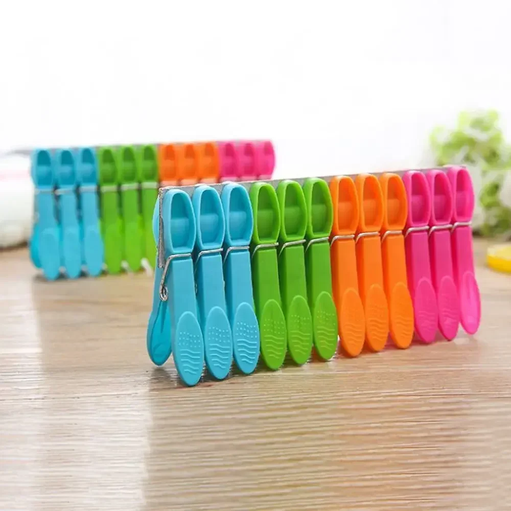 24Pcs/set Clothespins Hanging Pegs Clips Plastic Hangers Racks Laundry Clothes Pegs Clamps Towel Clips Home Storage Hooks