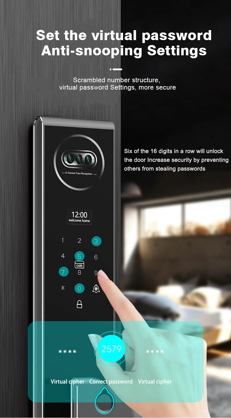 Factory Price IP68 Electronic Keyless 3D Face Recognition Fingerprint Password NFC Outdoor Smart Door Lock