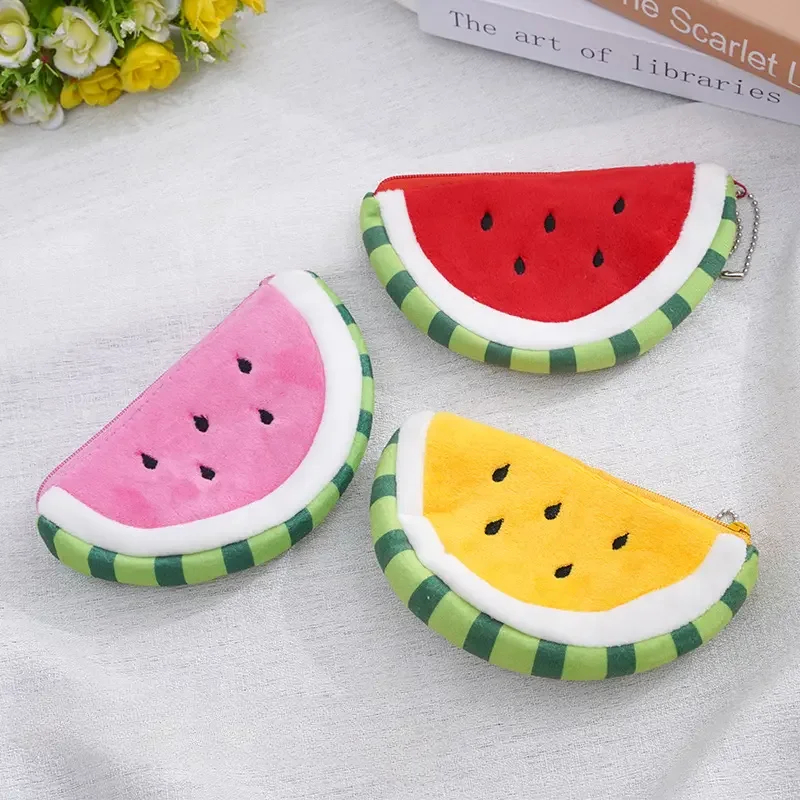 Cartoon Fruit Plush Wallet - Soft and Elastic Fabric Coin Holder, Back-to-School Season Christmas Gift