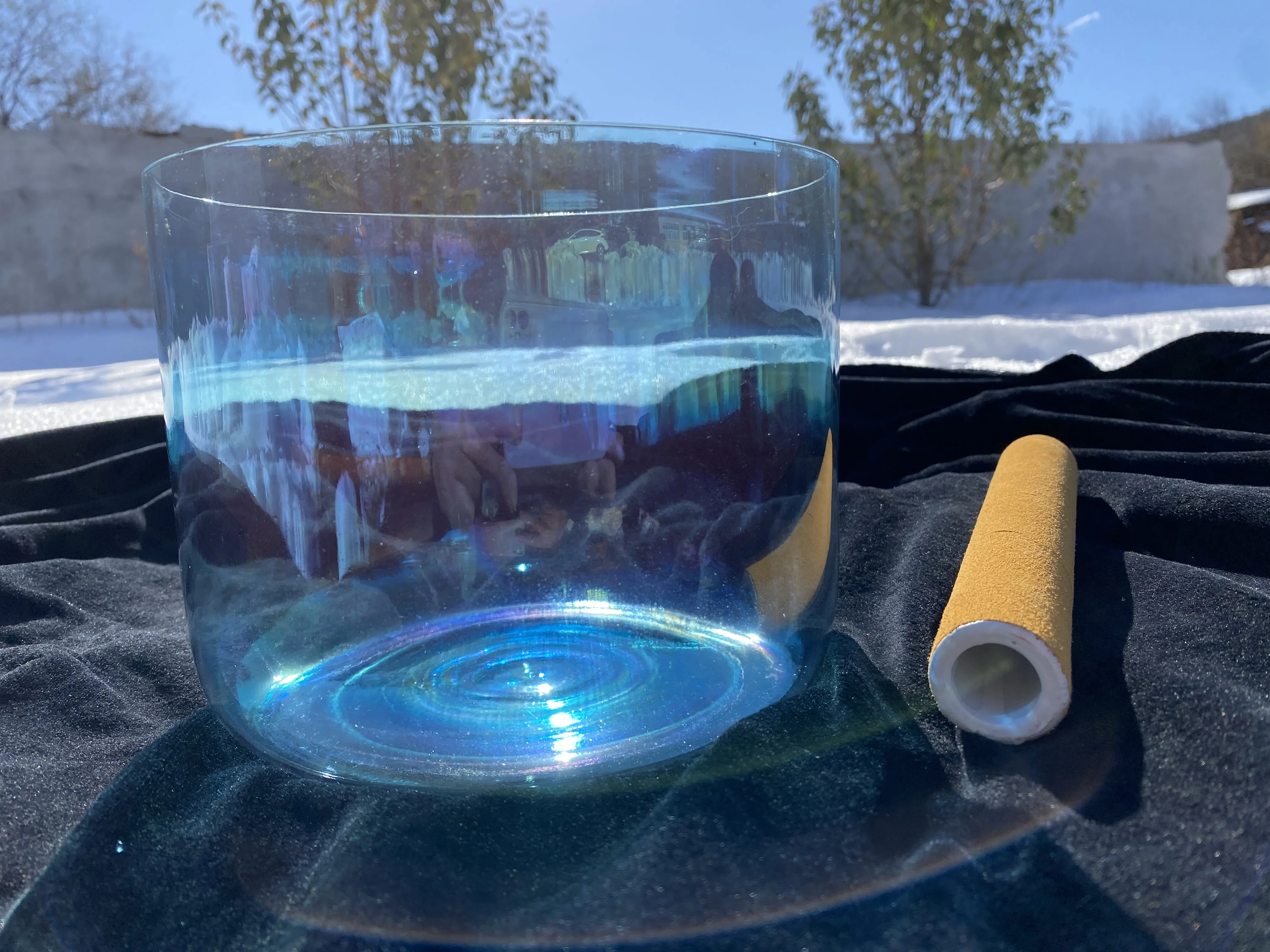 Star Linkup 432Hz perfect pitch size about 7.25" 3rd octave G note Throat chakra flat bottom straight wall crystal singing bowl