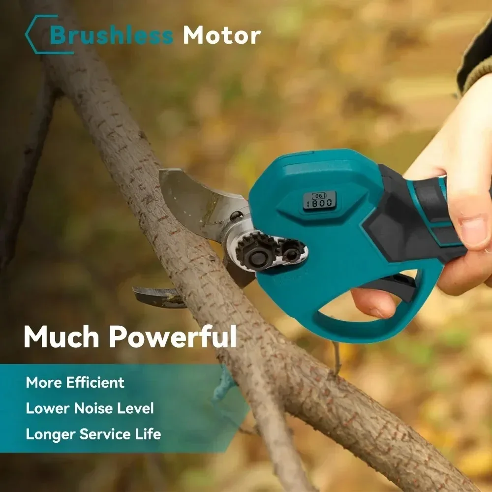 30mm Brushless Digital Display Electric Pruning Shears Garden Tool Pruner Cordless Electric Garden Scissors For Makita 18V