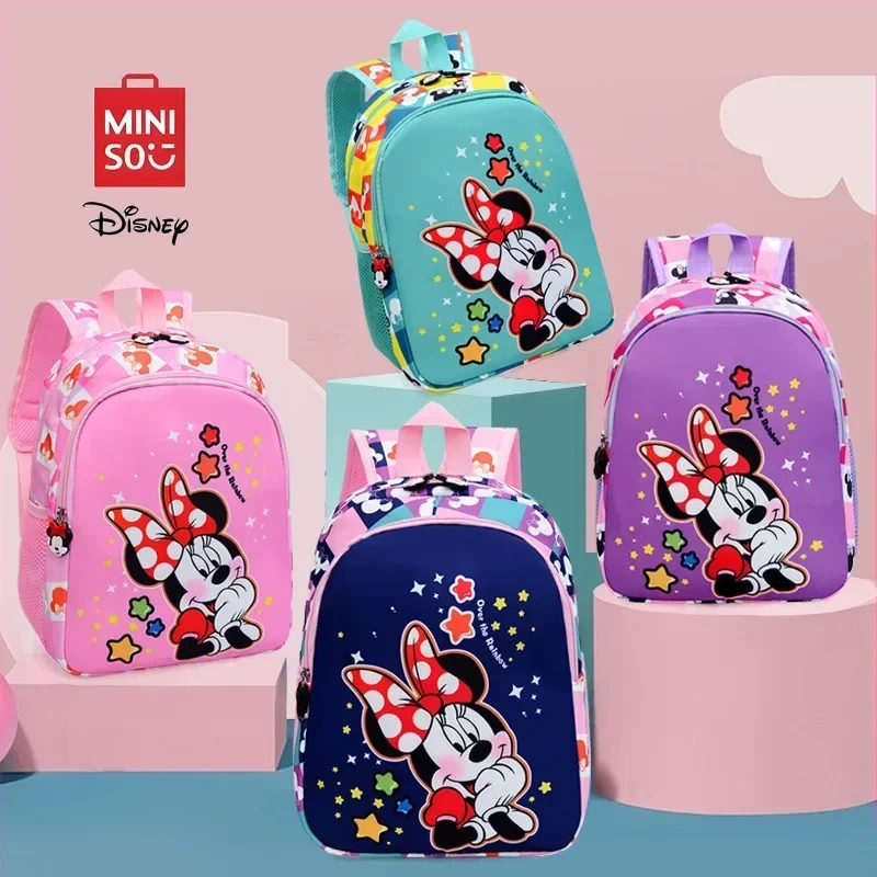 

MINISO Disney Minnie Casual Fashion Dual-Shoulder Bag New Cute Cartoon Girls Large Capacity Teenage Waterproof School Backpack