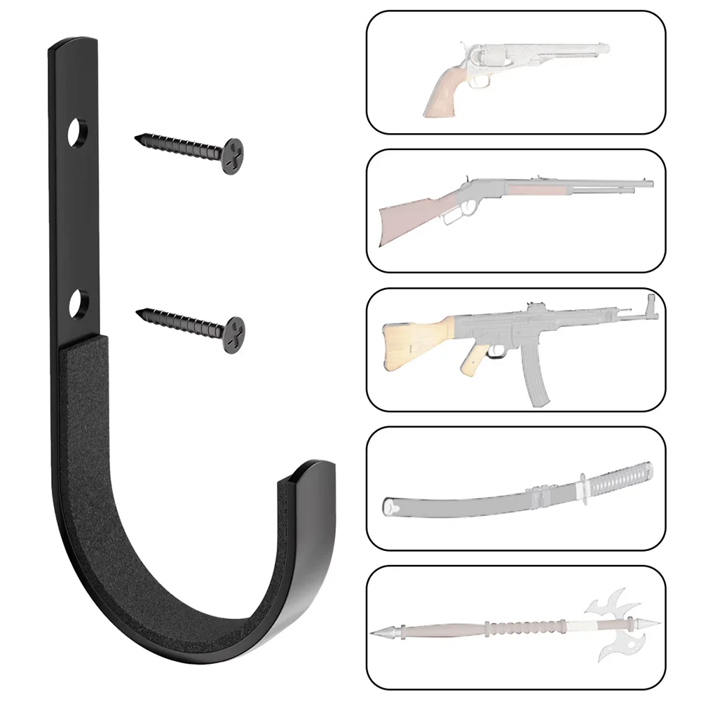 

Heavy Duty Wall Mount Gun Rack - Soft Padded Hooks for Rifles Shotguns Archery Bows