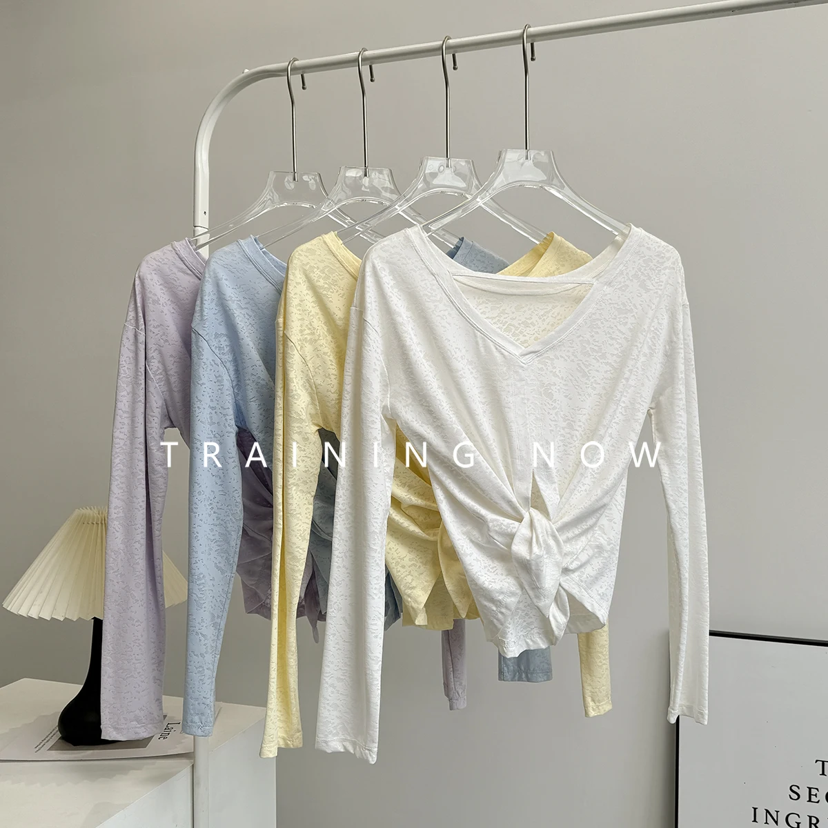 

Summer high-value yoga suit long-sleeved women's loose thin running quick-drying clothes Pilates sports fitness blouse