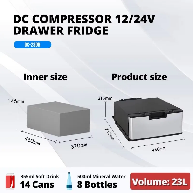 12V Portable Compressor Refrigerator 23L, Mini Freezer for Boat, Camping