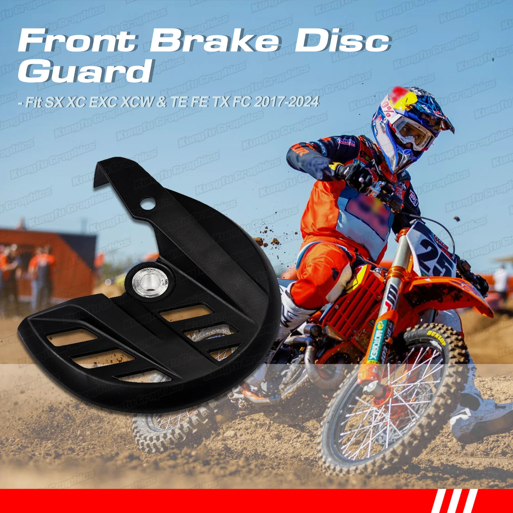 22mm Dirt Bike Freno Anteriore Disco Protezione Rotore Copertura di Protezione per KTM SX XC EXC XCW e Husqvarna TE FE TX FC 2017-2024 Nero