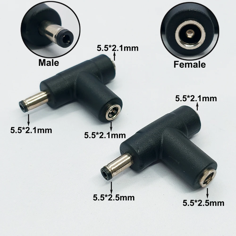 1Pcs 5.5 * 2.1mm Female to 5.5 X 2.1mm Male Female 5.5*2.5mm Female to 5.5*2.5mm Male Female DC Power Connector Adapter Laptop