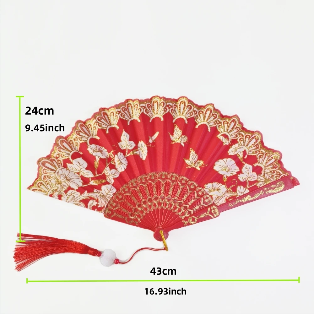 Vintage faltbarer Handfächer, chinesische japanische Fächer, Basteln, Geschenk, Party, Festival, Frauen, Tanzaufführung, Requisiten, Heimdekoration, Ornamente – Detail 1