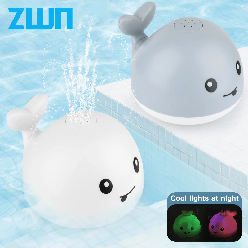 Baby Bath Toys With Light Whale Automatic Sprinkler Bathtub Pool Bathroom Shower Bath Toy for Toddlers Infant Kids Boy Girl Gift