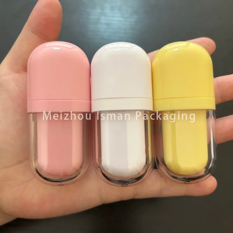 50 قطعة جميلة مزدوجة الجدار 3 مللي الآيس كريم تصميم فارغة عصا مسطحة زجاجة ملمع الشفاه شعار مخصص لطيف التجميل أنبوب زيت الشفاه مع فرشاة