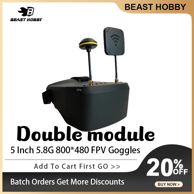 EV800D 5.8G 40CH Diversity FPV Goggles 5 Inch 800*480 Video Headset HD DVR Build in Battery For RC Model