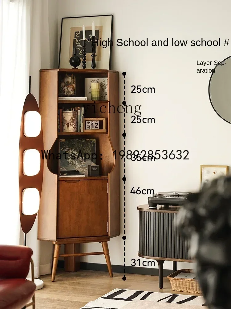 Solid Wood Triangle Cabinet Living Room Corner Cabinet Corner Sideboard Storage Cabinet